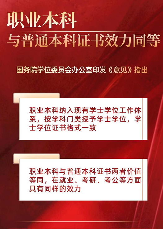 又一利好消息，教育部再發(fā)文：職業(yè)本科與普通本科證書效力同等！